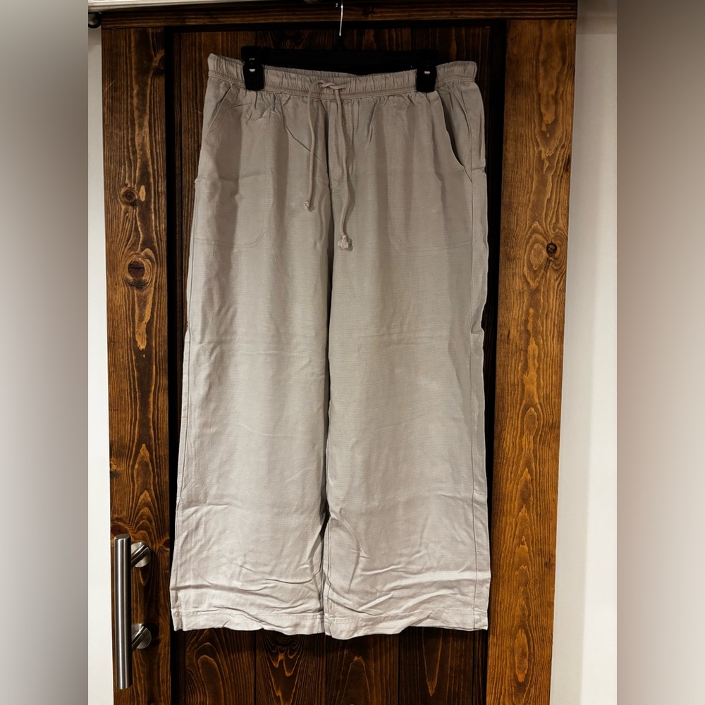 Splendid Linen Blend Wide Leg Crop Pull On Pants L